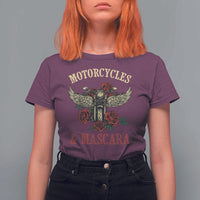 Motorcycle Women Biker T Shirt For Women Motorcycles And Mascara Roses - Wonder Print Shop
