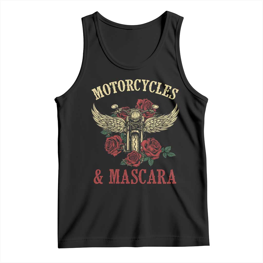 Motorcycle Women Biker Tank Top Motorcycles And Mascara Roses - Wonder Print Shop