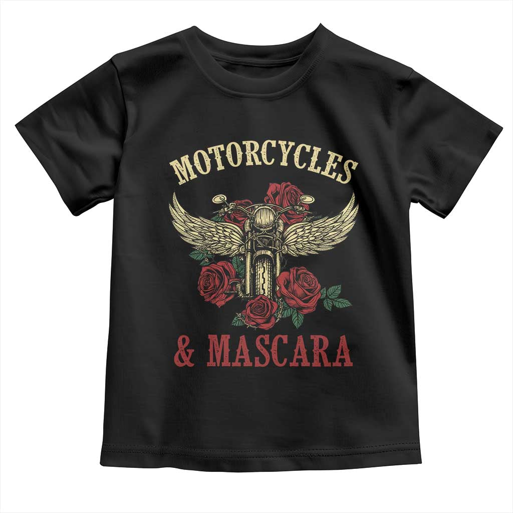 Motorcycle Women Biker Toddler T Shirt Motorcycles And Mascara Roses - Wonder Print Shop