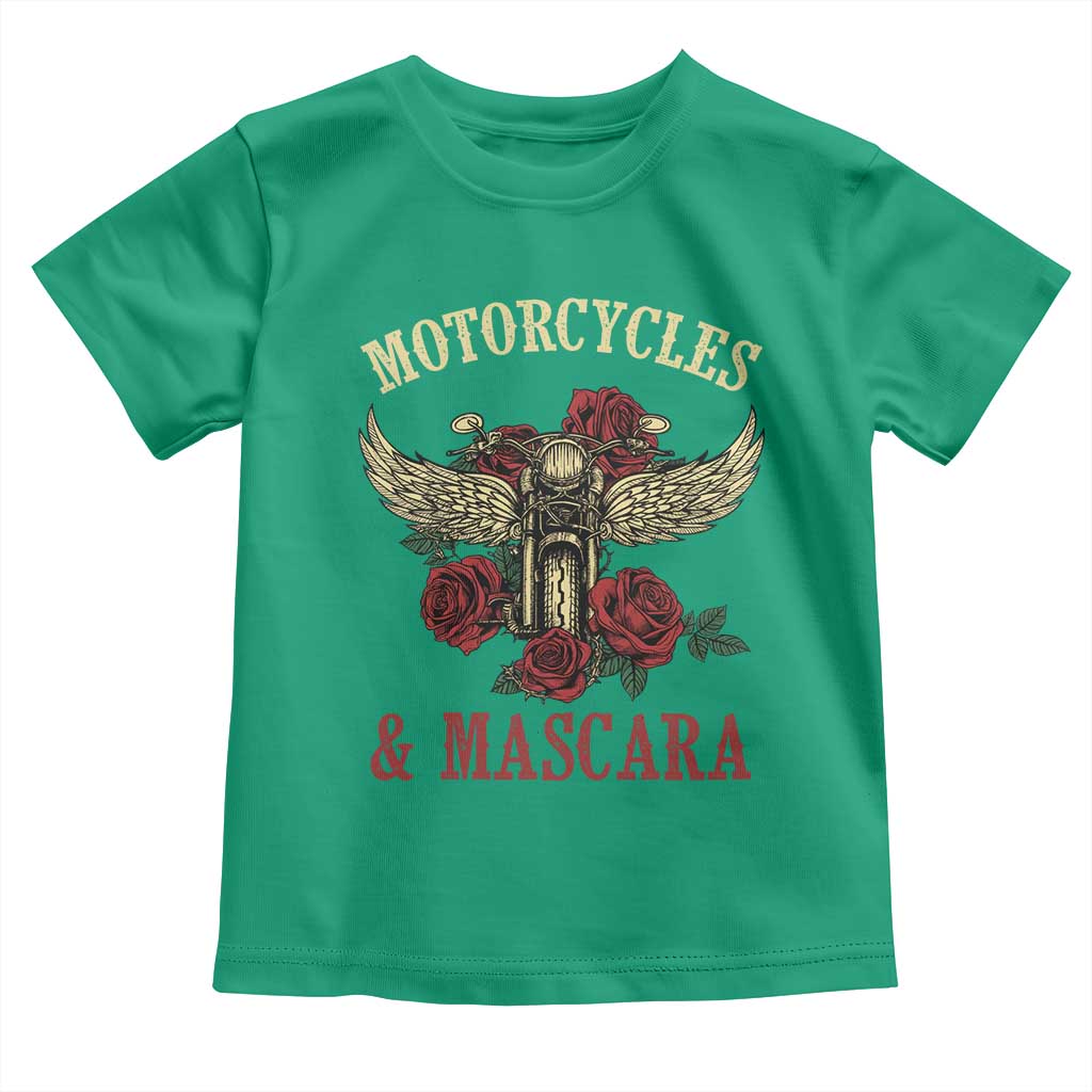 Motorcycle Women Biker Toddler T Shirt Motorcycles And Mascara Roses - Wonder Print Shop