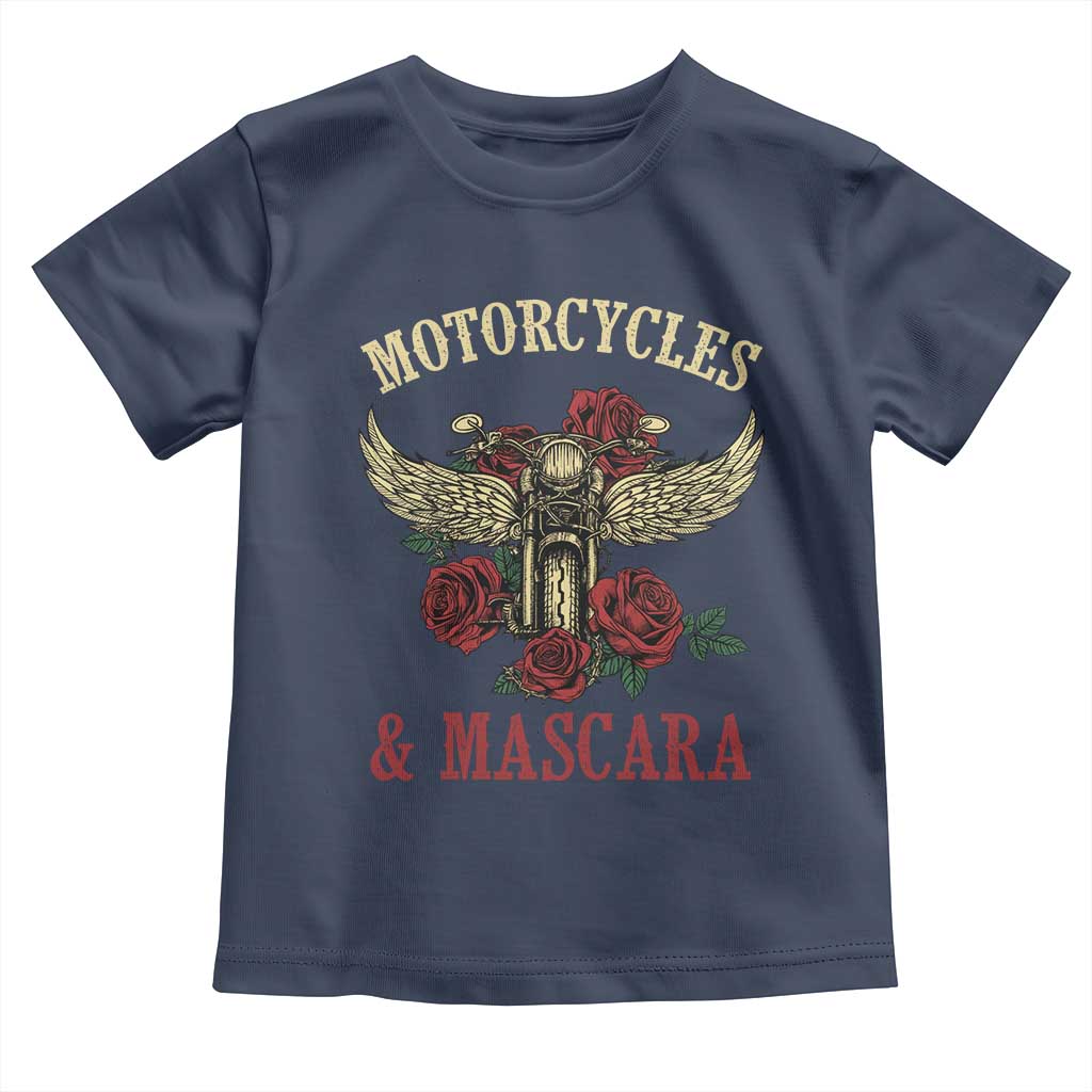Motorcycle Women Biker Toddler T Shirt Motorcycles And Mascara Roses - Wonder Print Shop