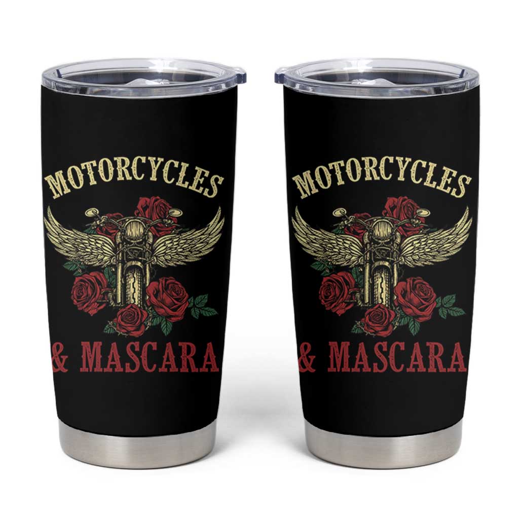 Motorcycle Women Biker Tumbler Cup Motorcycles And Mascara Roses