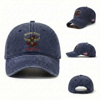 Motorcycle Women Biker Washed Cotton Baseball Cap Motorcycles And Mascara Roses