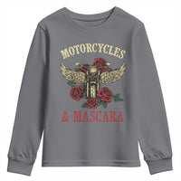 Motorcycle Women Biker Youth Sweatshirt Motorcycles And Mascara Roses - Wonder Print Shop