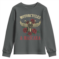 Motorcycle Women Biker Youth Sweatshirt Motorcycles And Mascara Roses - Wonder Print Shop