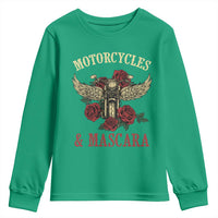 Motorcycle Women Biker Youth Sweatshirt Motorcycles And Mascara Roses - Wonder Print Shop