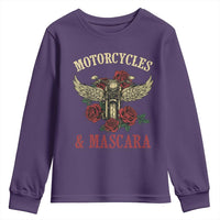 Motorcycle Women Biker Youth Sweatshirt Motorcycles And Mascara Roses - Wonder Print Shop