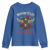 Motorcycle Women Biker Youth Sweatshirt Motorcycles And Mascara Roses - Wonder Print Shop