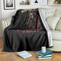 Skeleton Motorcycle Biker Throw Blanket Motorcycles And Mascara Roses - Wonder Print Shop