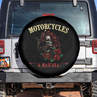 Skeleton Motorcycle Biker Spare Tire Cover Motorcycles And Mascara Roses - Wonder Print Shop