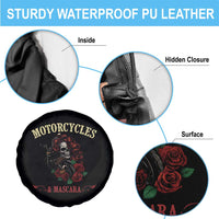 Skeleton Motorcycle Biker Spare Tire Cover Motorcycles And Mascara Roses - Wonder Print Shop