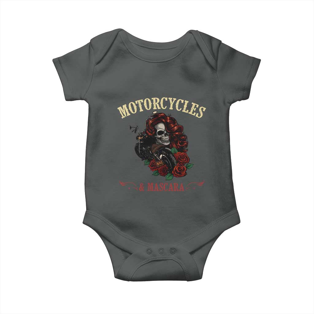 Skeleton Motorcycle Biker Baby Onesie Motorcycles And Mascara Roses - Wonder Print Shop