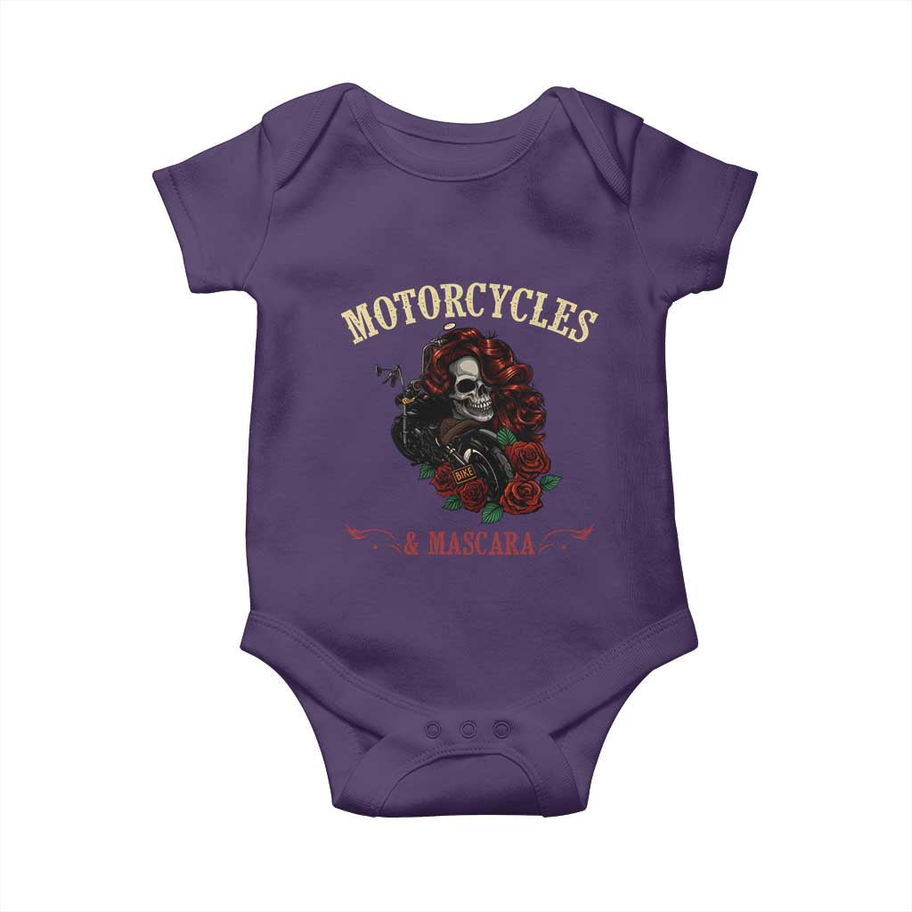 Skeleton Motorcycle Biker Baby Onesie Motorcycles And Mascara Roses - Wonder Print Shop