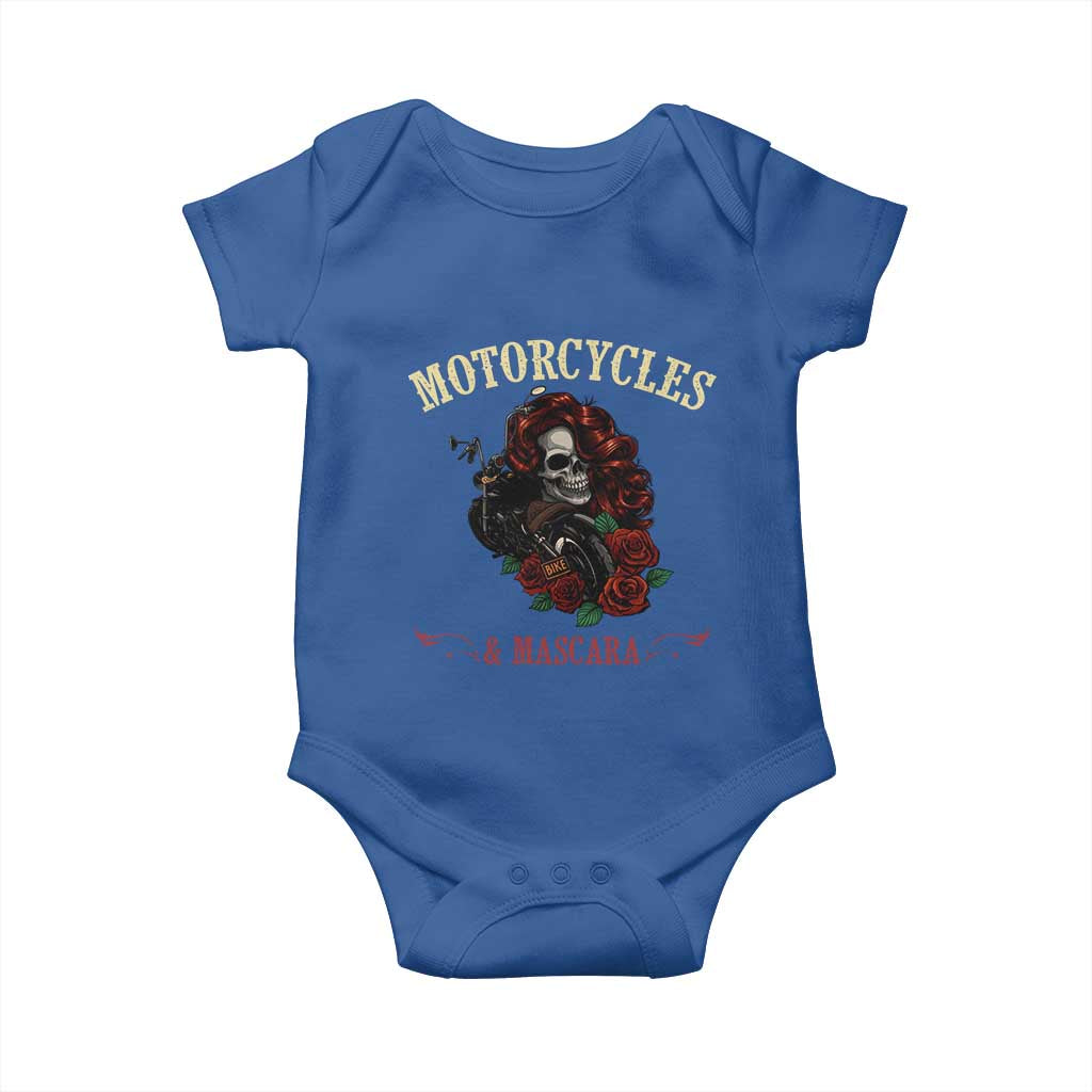 Skeleton Motorcycle Biker Baby Onesie Motorcycles And Mascara Roses - Wonder Print Shop