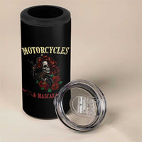 Skeleton Motorcycle Biker 4 in 1 Can Cooler Tumbler Motorcycles And Mascara Roses