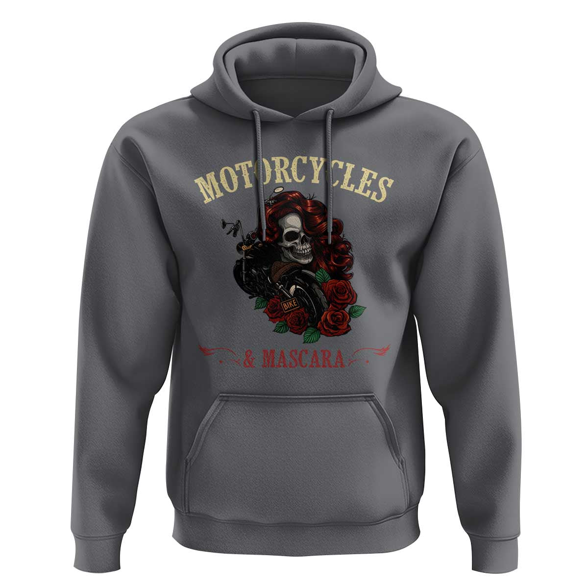 Skeleton Motorcycle Biker Hoodie Motorcycles And Mascara Roses - Wonder Print Shop