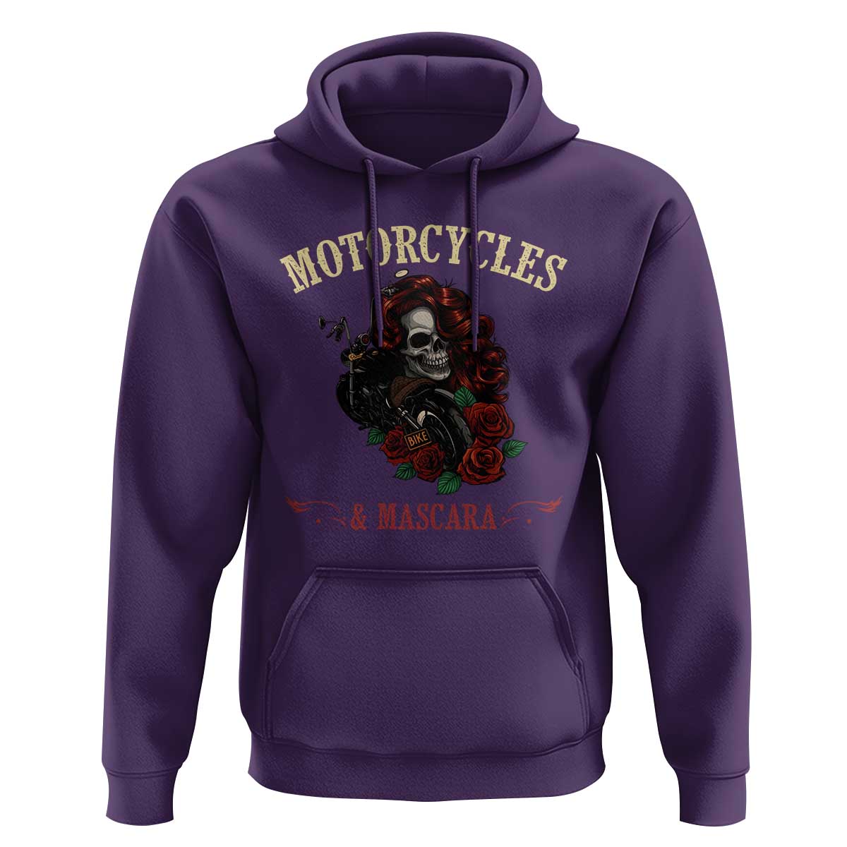 Skeleton Motorcycle Biker Hoodie Motorcycles And Mascara Roses - Wonder Print Shop