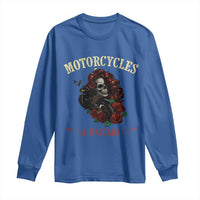 Skeleton Motorcycle Biker Long Sleeve Shirt Motorcycles And Mascara Roses - Wonder Print Shop