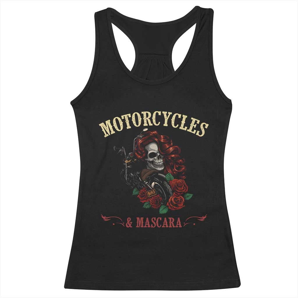 Skeleton Motorcycle Biker Racerback Tank Top Motorcycles And Mascara Roses - Wonder Print Shop