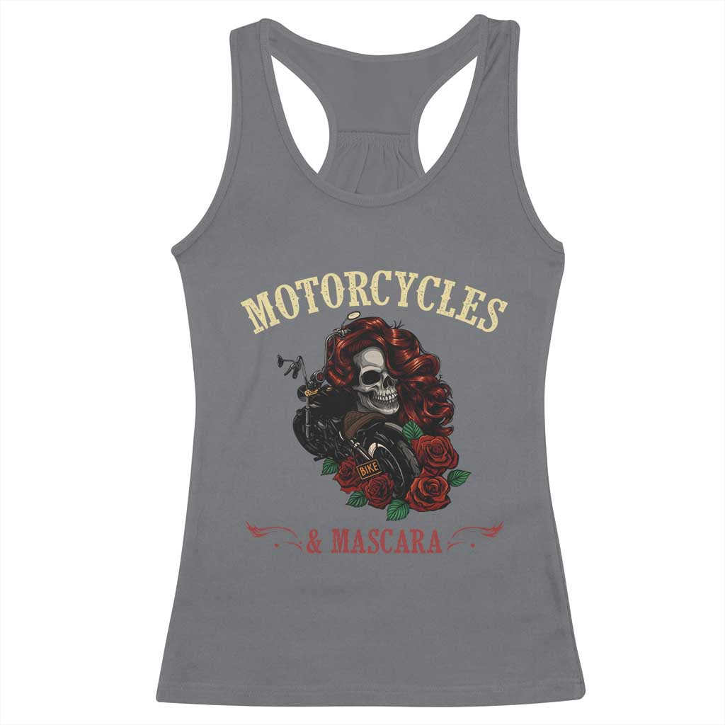 Skeleton Motorcycle Biker Racerback Tank Top Motorcycles And Mascara Roses - Wonder Print Shop