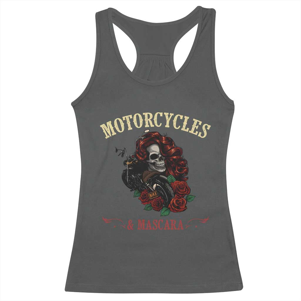 Skeleton Motorcycle Biker Racerback Tank Top Motorcycles And Mascara Roses - Wonder Print Shop
