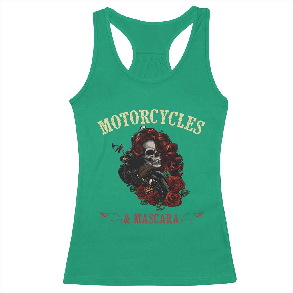Skeleton Motorcycle Biker Racerback Tank Top Motorcycles And Mascara Roses - Wonder Print Shop