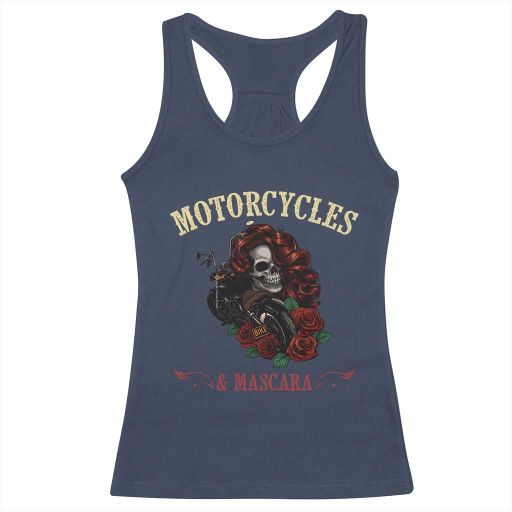 Skeleton Motorcycle Biker Racerback Tank Top Motorcycles And Mascara Roses - Wonder Print Shop