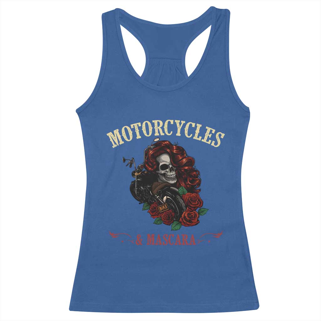 Skeleton Motorcycle Biker Racerback Tank Top Motorcycles And Mascara Roses - Wonder Print Shop