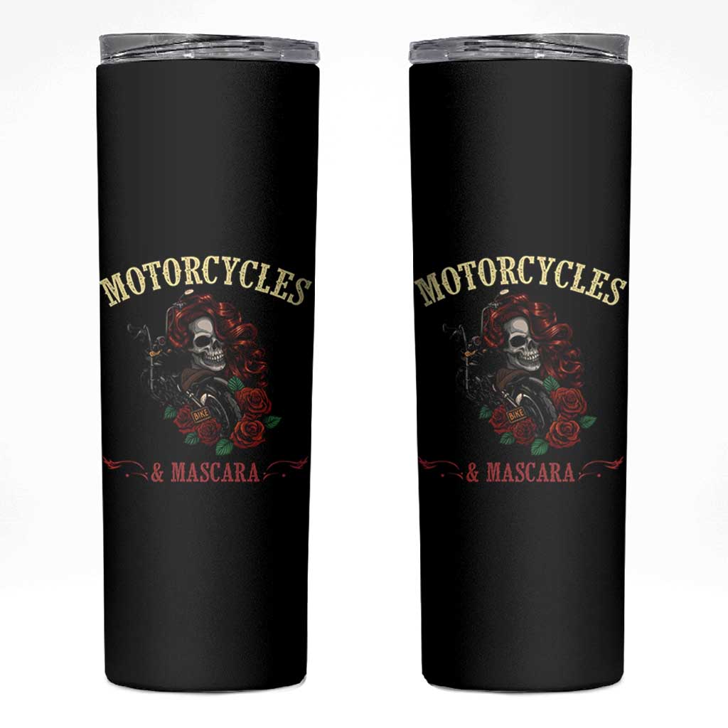 Skeleton Motorcycle Biker Skinny Tumbler Motorcycles And Mascara Roses