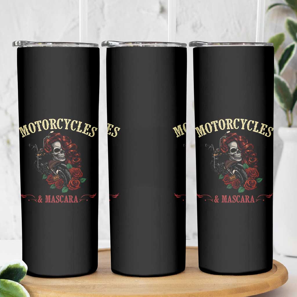 Skeleton Motorcycle Biker Skinny Tumbler Motorcycles And Mascara Roses