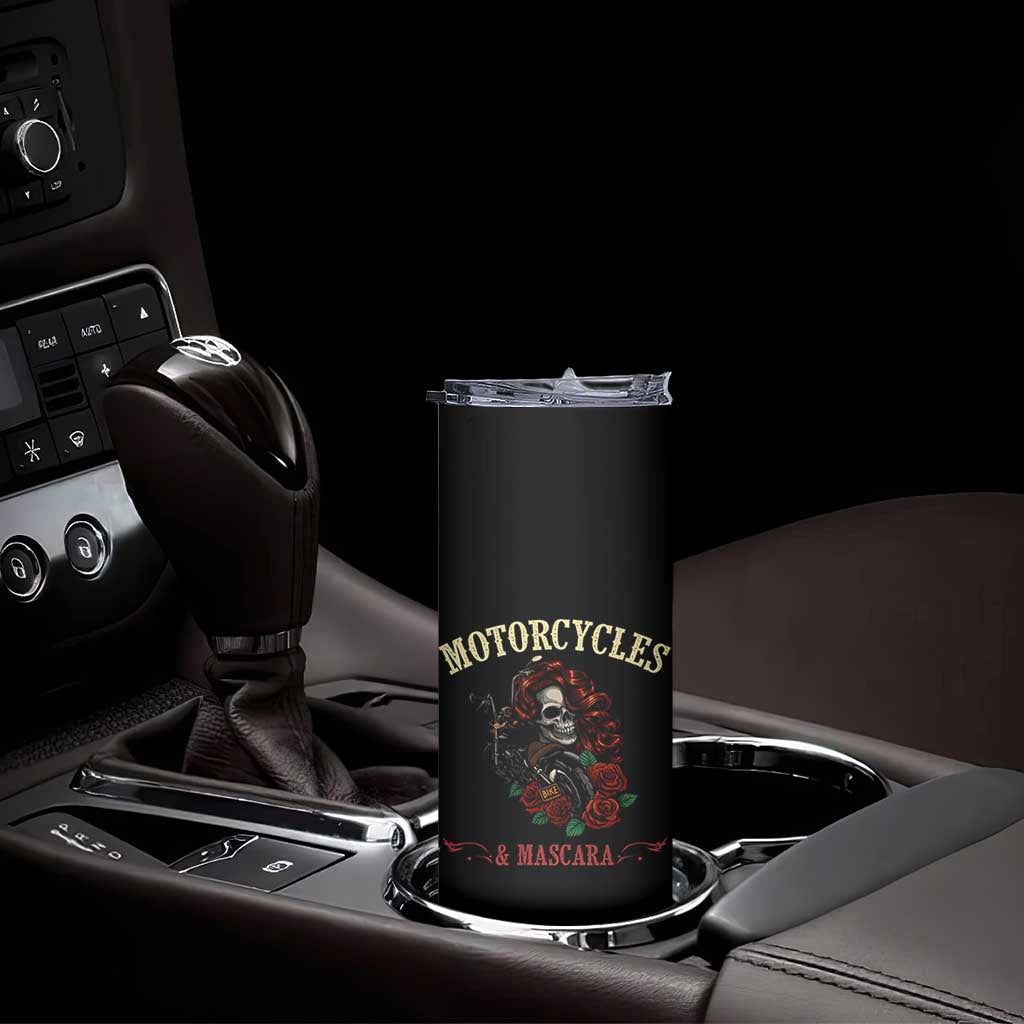 Skeleton Motorcycle Biker Skinny Tumbler Motorcycles And Mascara Roses