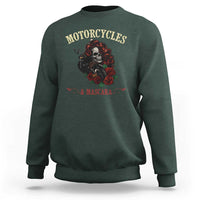 Skeleton Motorcycle Biker Sweatshirt Motorcycles And Mascara Roses - Wonder Print Shop