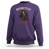 Skeleton Motorcycle Biker Sweatshirt Motorcycles And Mascara Roses - Wonder Print Shop