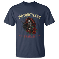 Skeleton Motorcycle Biker T Shirt Motorcycles And Mascara Roses - Wonder Print Shop
