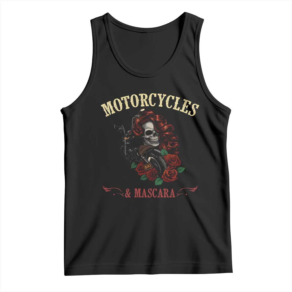 Skeleton Motorcycle Biker Tank Top Motorcycles And Mascara Roses - Wonder Print Shop