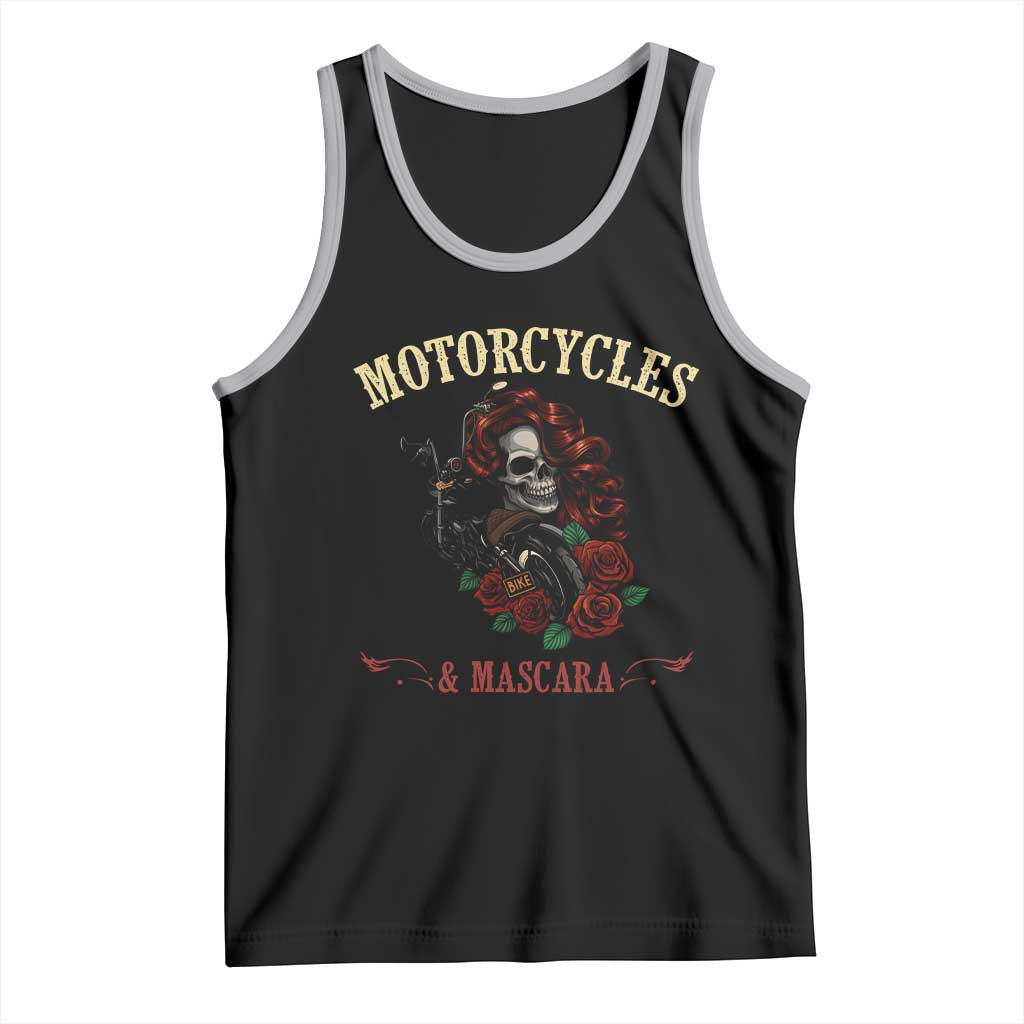 Skeleton Motorcycle Biker Tank Top Motorcycles And Mascara Roses - Wonder Print Shop