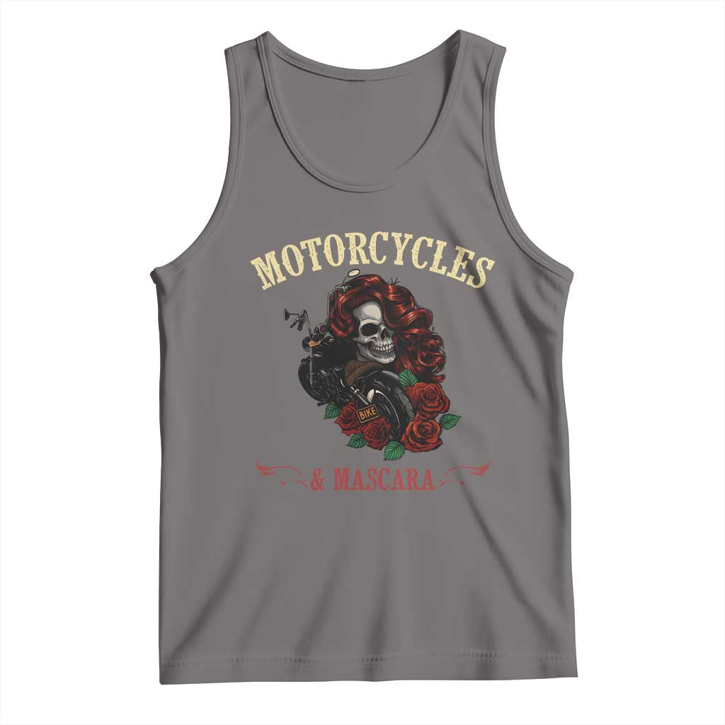 Skeleton Motorcycle Biker Tank Top Motorcycles And Mascara Roses - Wonder Print Shop