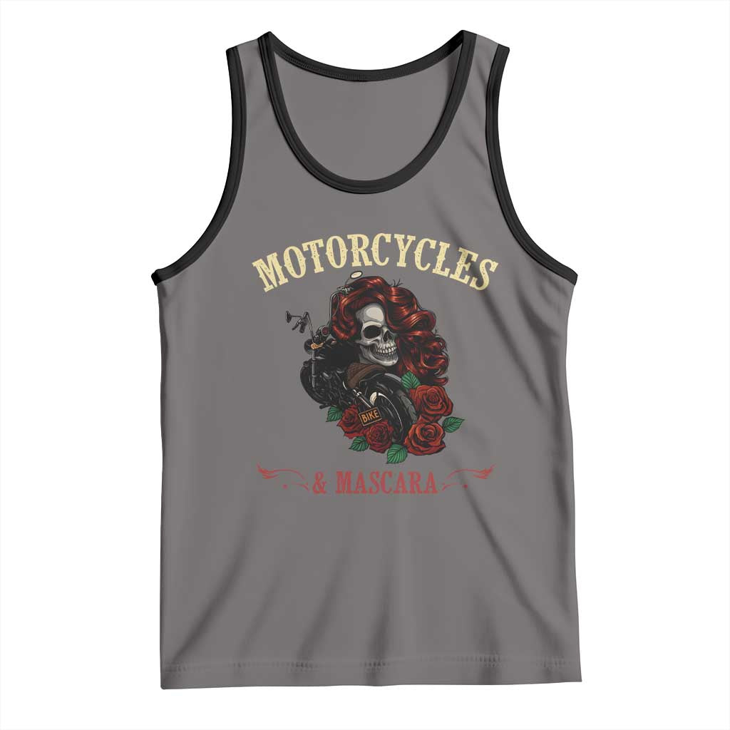 Skeleton Motorcycle Biker Tank Top Motorcycles And Mascara Roses - Wonder Print Shop