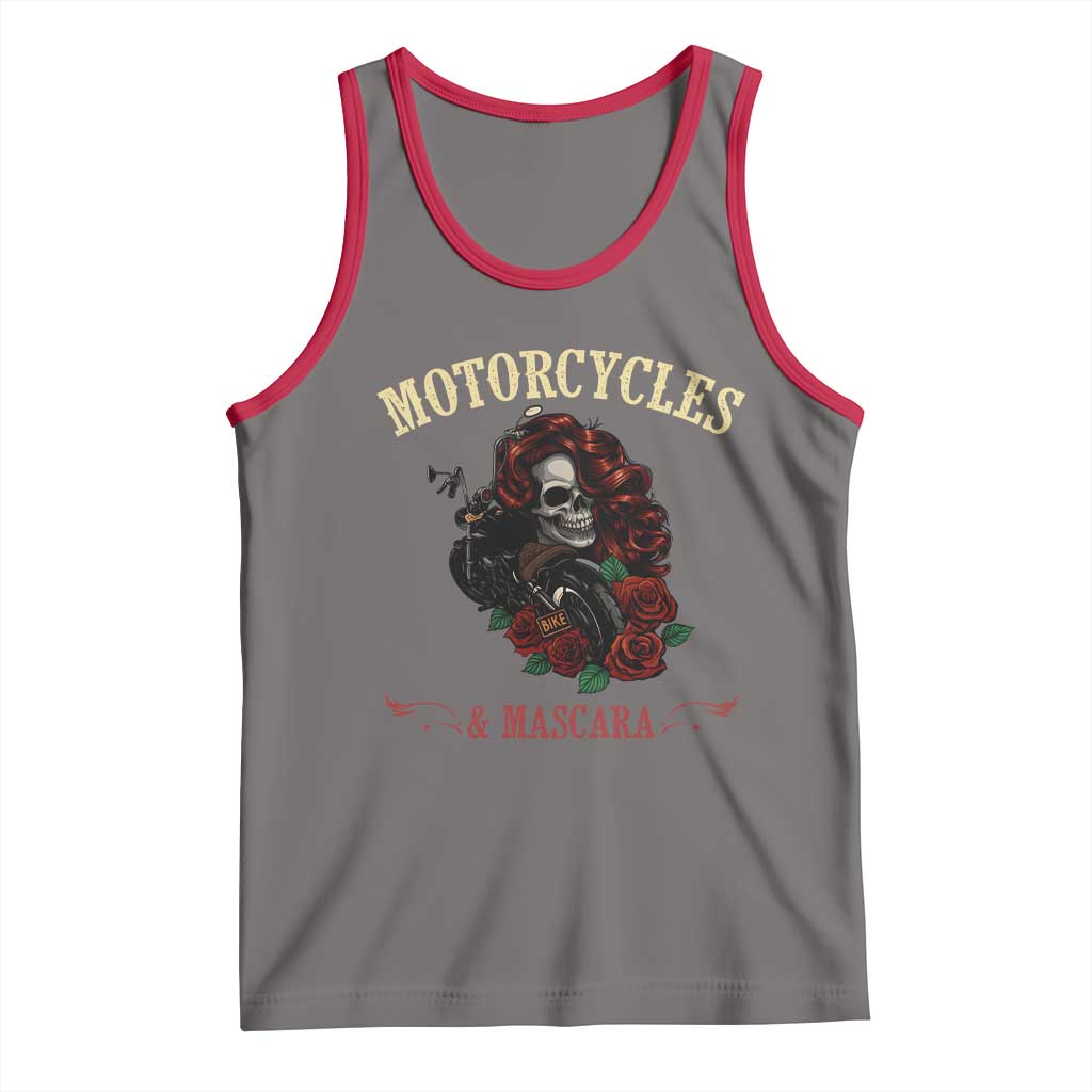 Skeleton Motorcycle Biker Tank Top Motorcycles And Mascara Roses - Wonder Print Shop