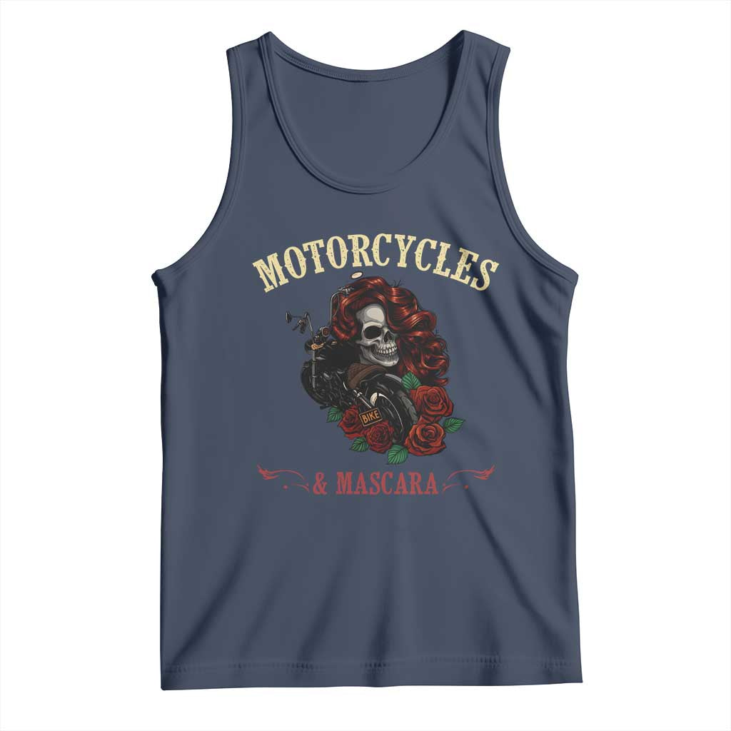 Skeleton Motorcycle Biker Tank Top Motorcycles And Mascara Roses - Wonder Print Shop