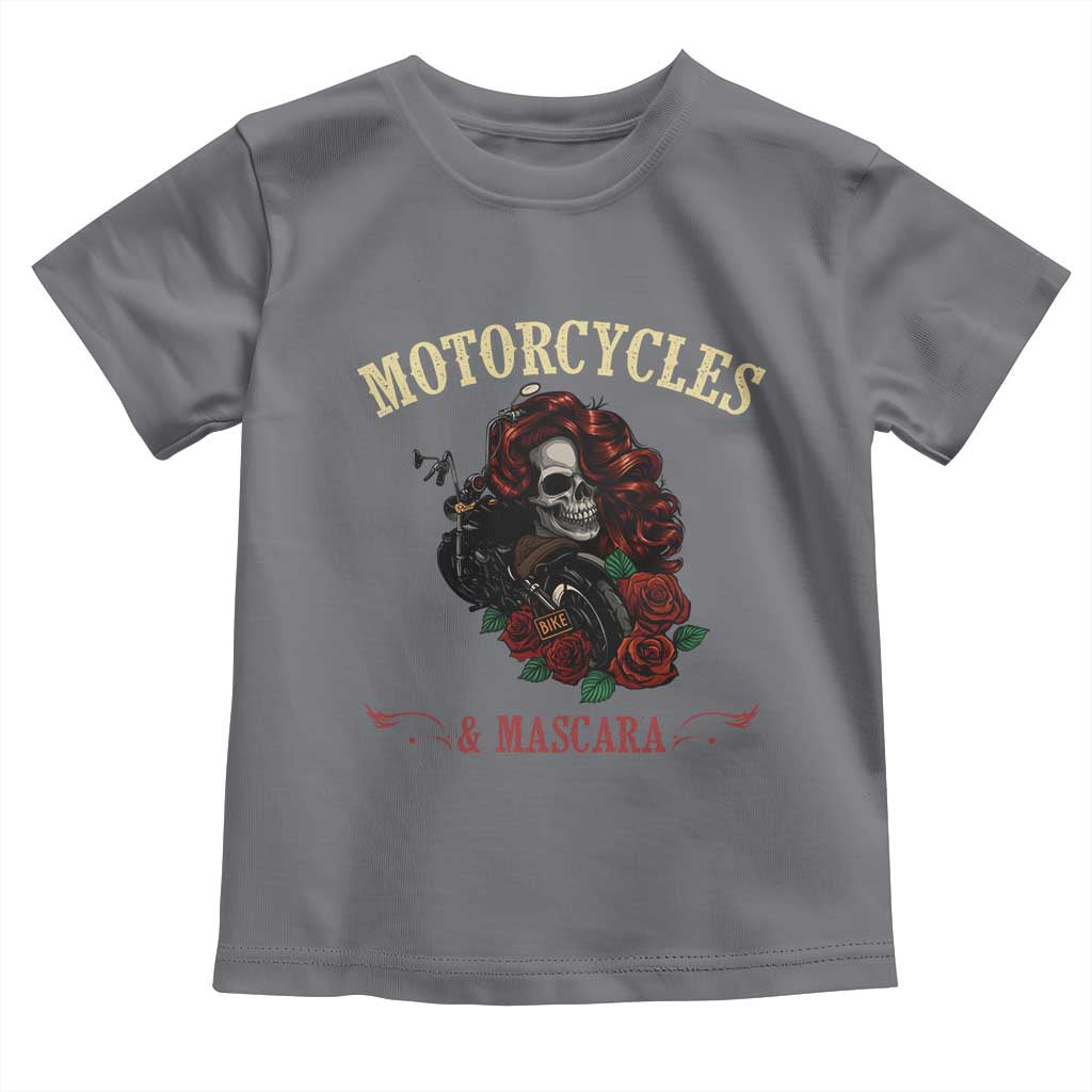 Skeleton Motorcycle Biker Toddler T Shirt Motorcycles And Mascara Roses - Wonder Print Shop