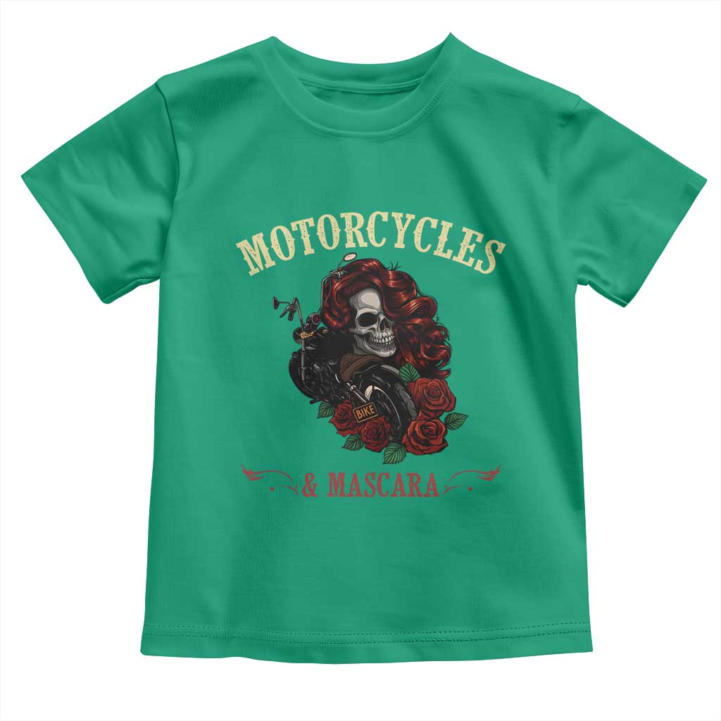 Skeleton Motorcycle Biker Toddler T Shirt Motorcycles And Mascara Roses - Wonder Print Shop