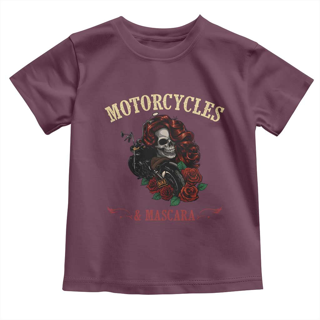 Skeleton Motorcycle Biker Toddler T Shirt Motorcycles And Mascara Roses - Wonder Print Shop