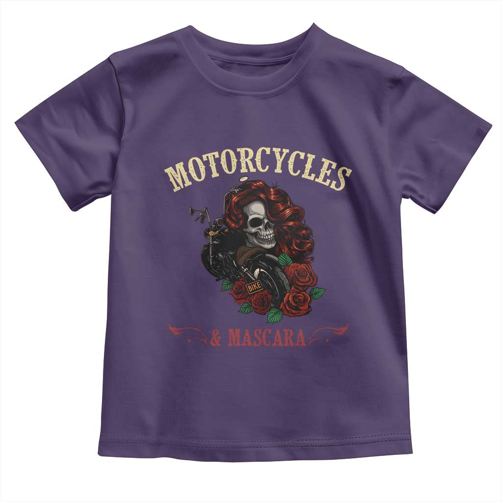 Skeleton Motorcycle Biker Toddler T Shirt Motorcycles And Mascara Roses - Wonder Print Shop