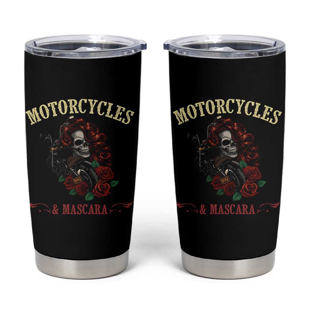 Skeleton Motorcycle Biker Tumbler Cup Motorcycles And Mascara Roses