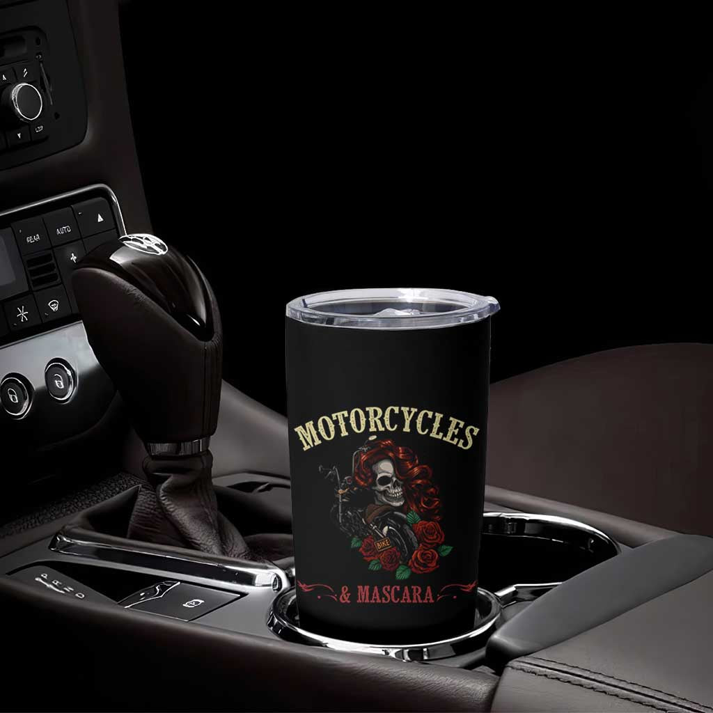Skeleton Motorcycle Biker Tumbler Cup Motorcycles And Mascara Roses