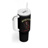 Skeleton Motorcycle Biker Tumbler With Handle Motorcycles And Mascara Roses