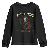 Skeleton Motorcycle Biker Youth Sweatshirt Motorcycles And Mascara Roses - Wonder Print Shop