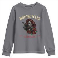 Skeleton Motorcycle Biker Youth Sweatshirt Motorcycles And Mascara Roses - Wonder Print Shop