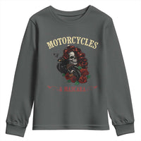 Skeleton Motorcycle Biker Youth Sweatshirt Motorcycles And Mascara Roses - Wonder Print Shop